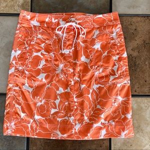 LOFT Orange Hawaiian Print Skirt Size 4